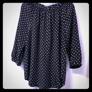 Ralph Lauren Black and White Polka Dot Blouse